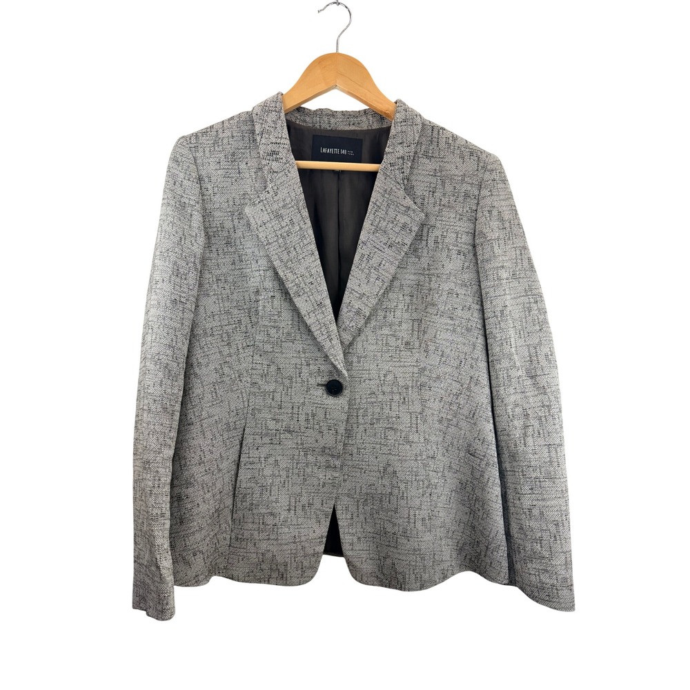 Lafayette 148 New‎ York Women's Textured Blazer Jacket Size 10 Gray Black White